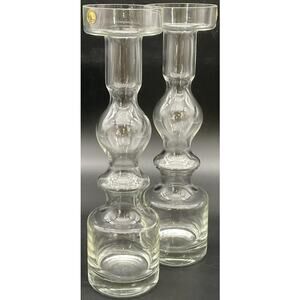 Nancy Still Riihimaen Lasi MCM Pompadour Pair of Glass Vases Made in Finland